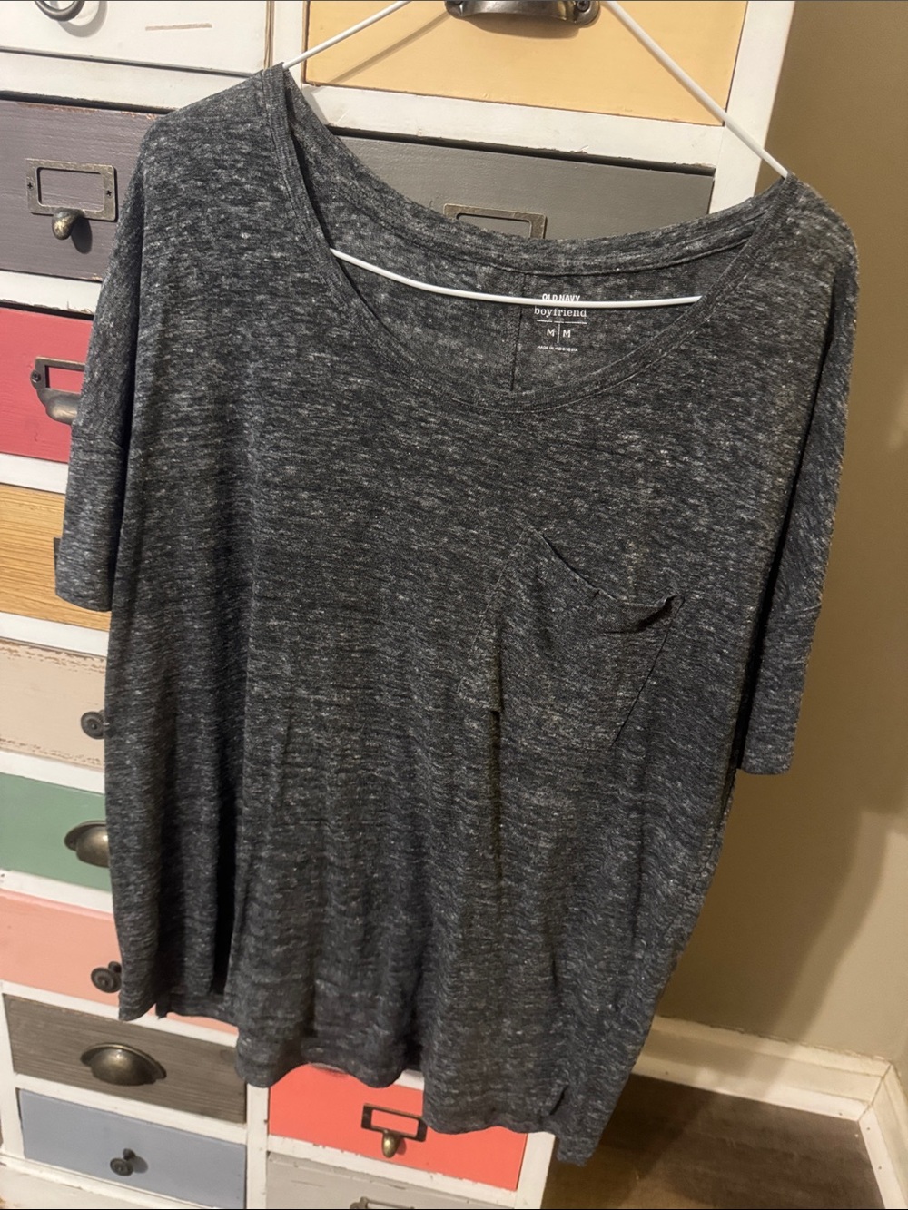 Old Navy Boyfriend Scoop Neck Tee - Charcoal Gray